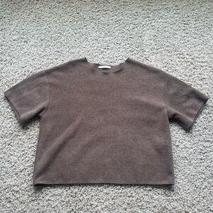 NWOT brown ribbed Zara boxy top